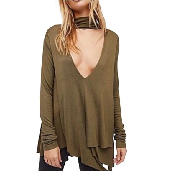 Free People Uptown Turtleneck in Army - Picture 1 of 7